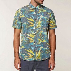 O’Neill Hawaiian Button Down Shirt Tropical Large Cotton Worn Once